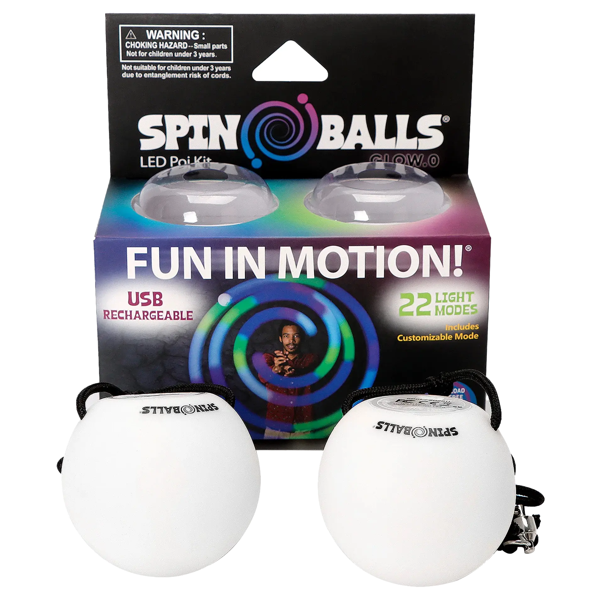 Spinballs Glow. 0 LED Rechargeable Poi Set G3