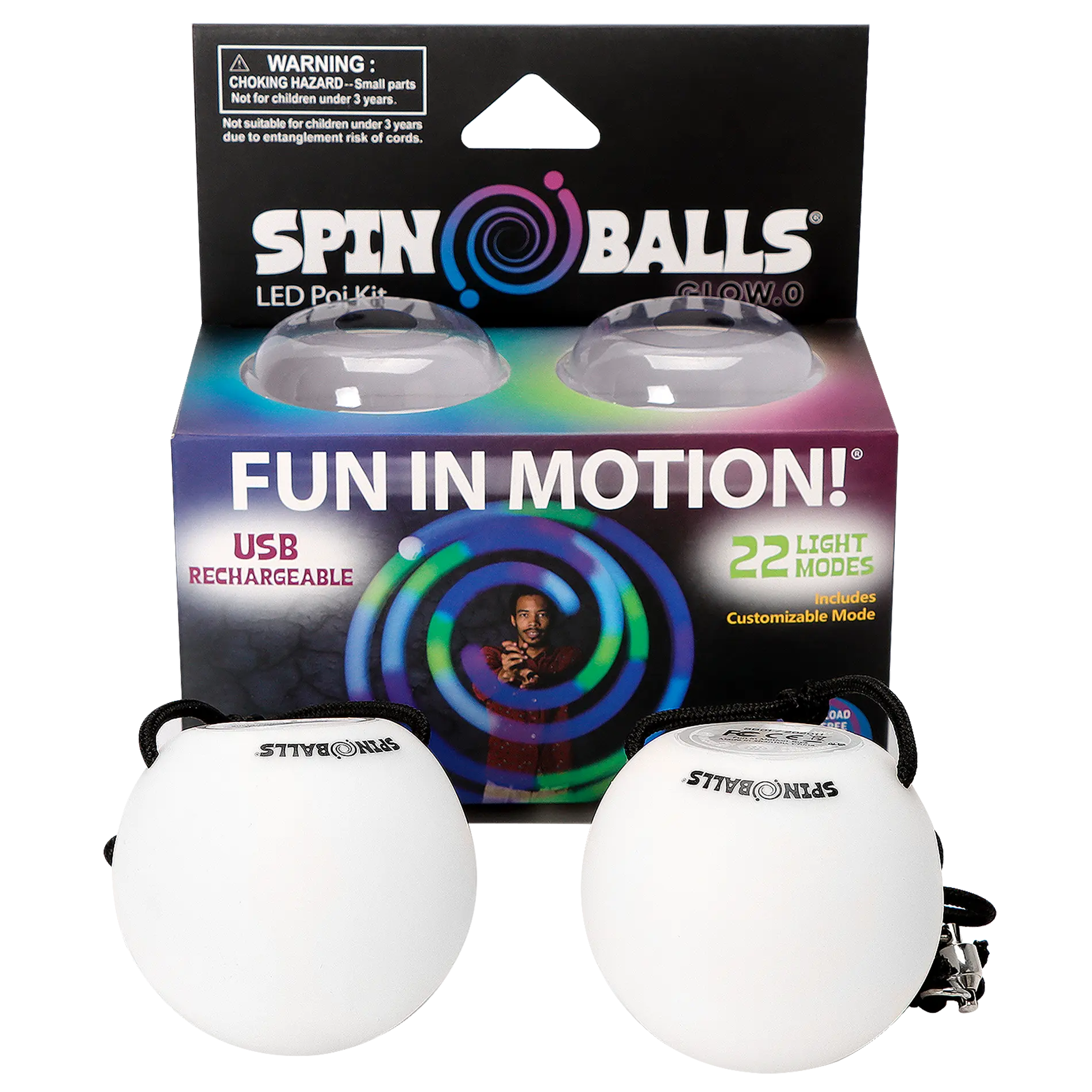 Spinballs Glow. 0 LED Rechargeable Poi Set G3